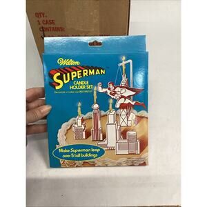 1979 DC Comics SUPERMAN Wilton Cake Topper Candle Holder Set - 1 Case Of 12